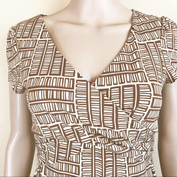 BCBG MAXAZRIA Neutral Brown & Tan Retro Geometric Sheath Dress - Picture 2 of 7